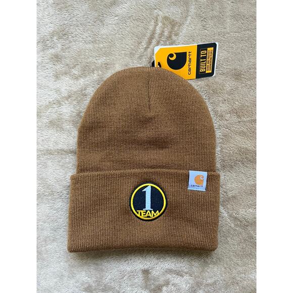 Carhartt Other - NWT Carhartt Knit‎ Cuffed Beanie "1 Team" Duck Brown Winter Hat One Size